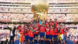 Atletas da Seleção Espanhola. Espanha campeã da Copa do Mundo 2026