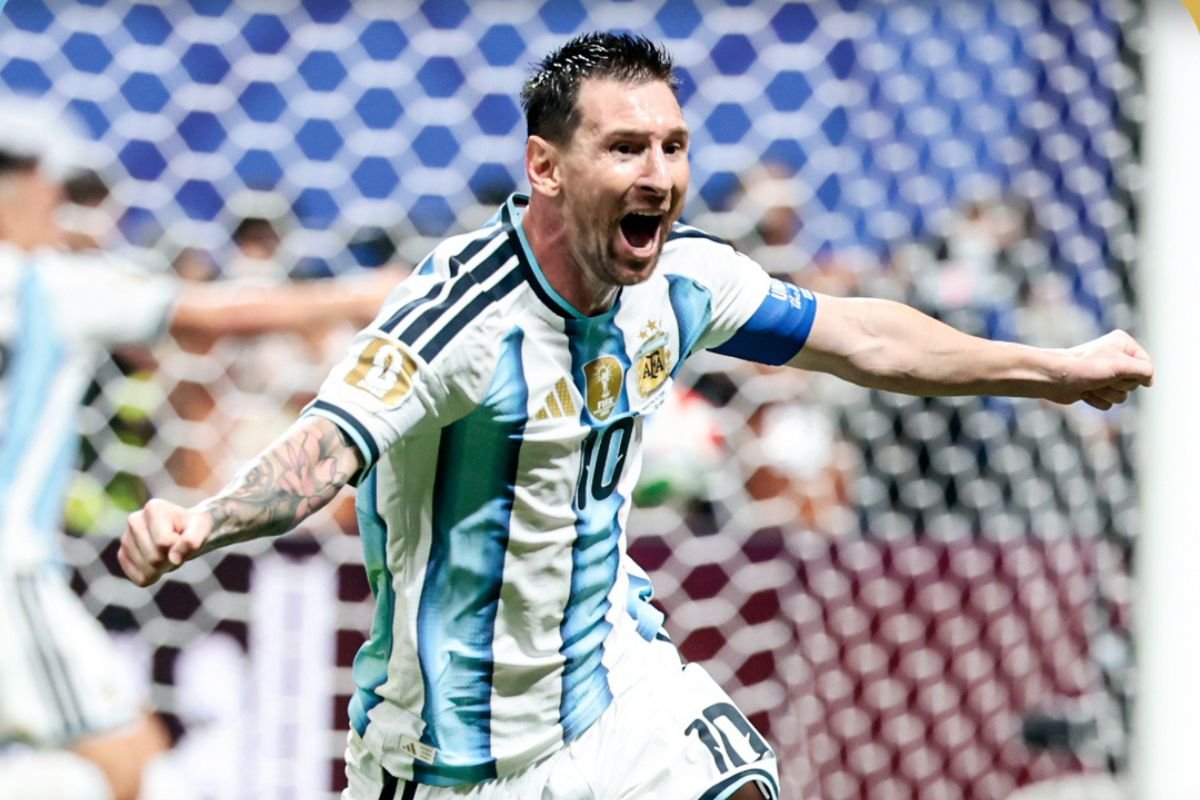 Messi comemorando gol da Argentina na Copa do Mundo 2026