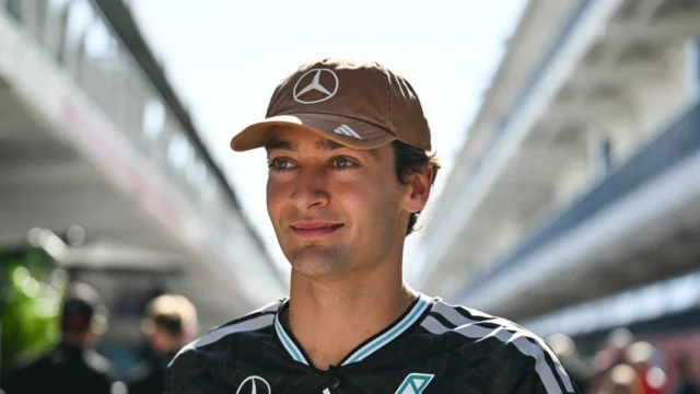 George Russell em um evento da Mercedes na Fórmula 1